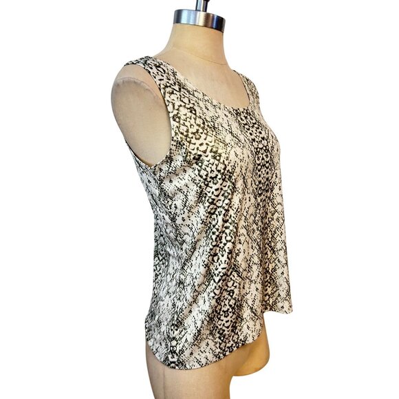 Chicos Travelers Shimmer Snake Print Tank Top Fatique NWT sz 1 Medium - Picture 2 of 5